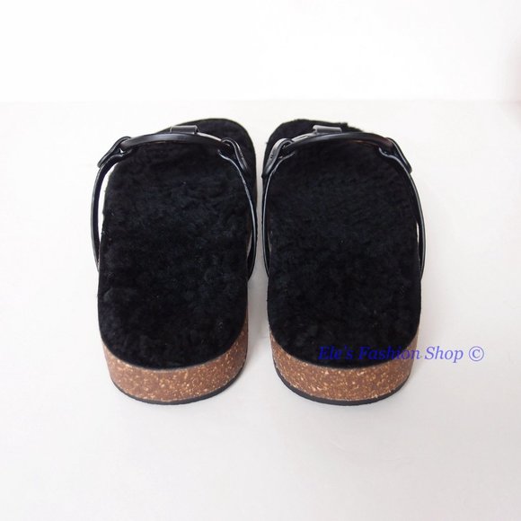 NIB Tory Burch Miller Cloud Shearling Leather Sandal Black US 8.5. Brand new - Picture 14 of 16